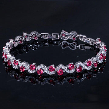 5 Colors Options Fashion Ladies Silver Plated AAA+ Cubic Zirconia Simulated Diamonds Royal Blue Tennis Bracelets - The Jewellery Supermarket